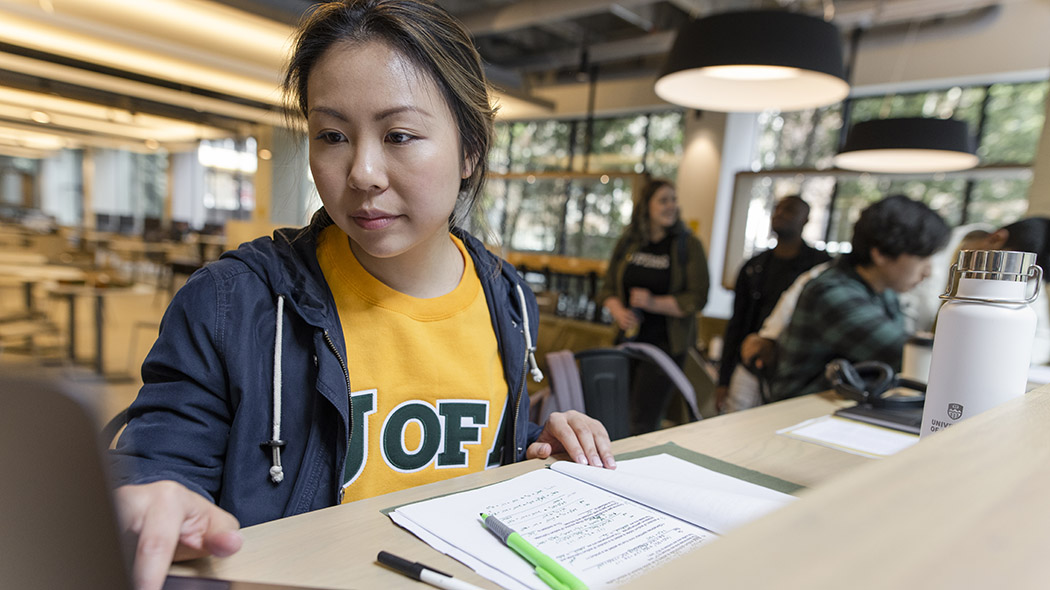 Student working at a desk