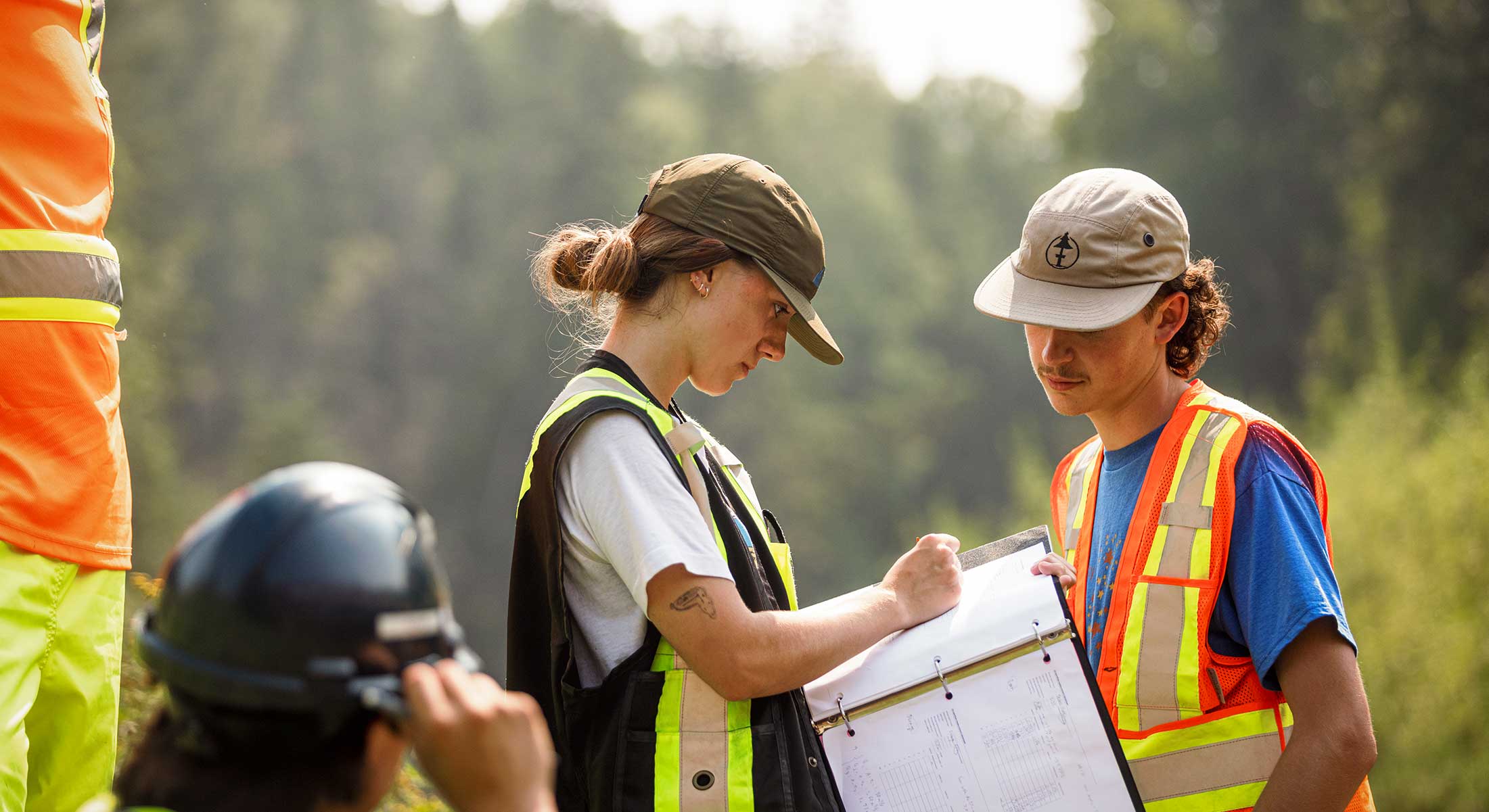 Students in the field collecting data