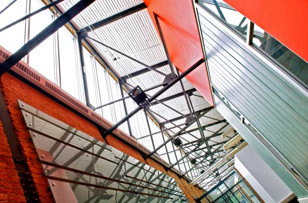 The glass ceiling of Triffo Hall