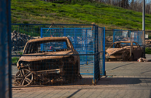 Fire damaged cars