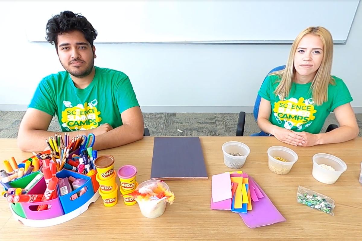 Science Summer Camp leaders, pictured with materials for the new online courses.